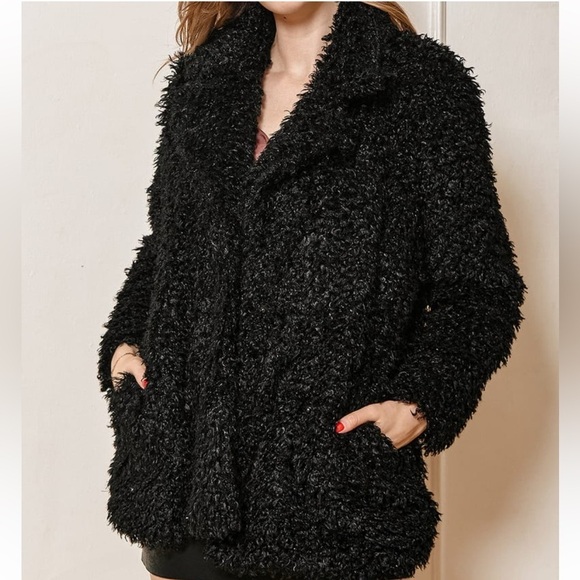 Lulus Looking Chill Black Faux Fur Coat - Picture 1 of 9